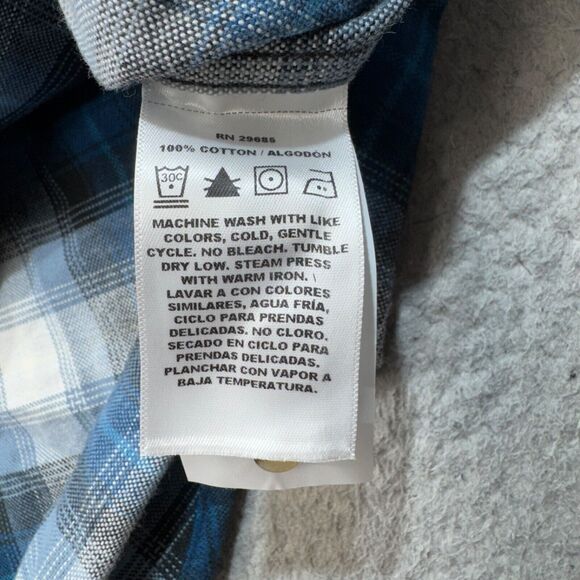 Pendleton Shirt Men Medium Blue Plaid Pocket Button Front Mason Work‎ Hike Gorp - Picture 6 of 13